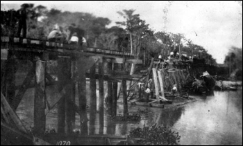 Train wreck at trestle: Arcadia, Florida (19__)