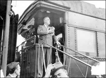 President Franklin D. Roosevelt aboard train: Jacksonville, Florida (ca. 1943)