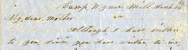 Edmond Powell to My Dear Mother, March 14, 1862