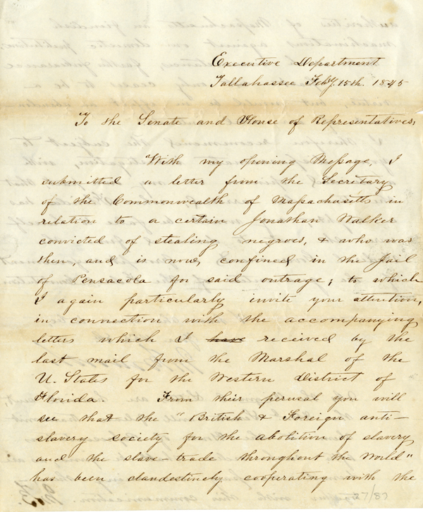 Correspondence Concerning Abolitionist Jonathan Walker 
