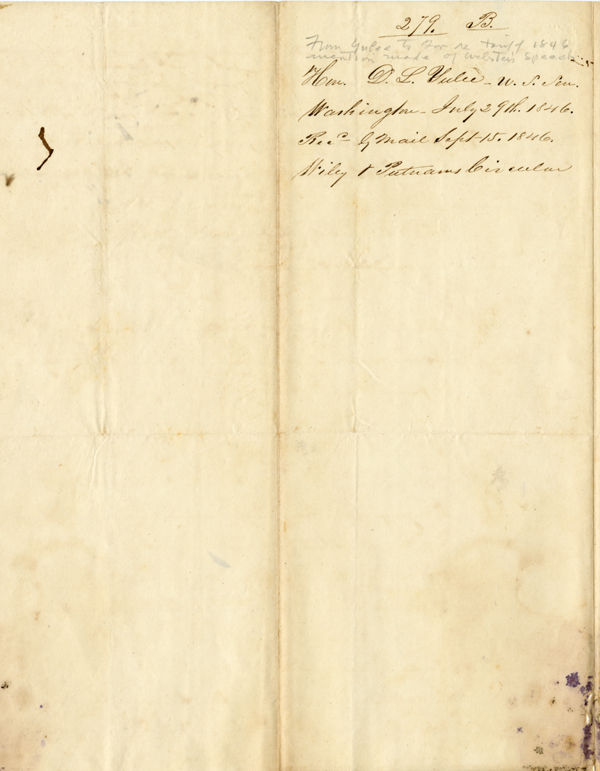 Letter from Senator David Levy Yulee to Governor William D. Moseley, July 2, 1846, on the progress of the debate on the federal tariff bill of 1846 
