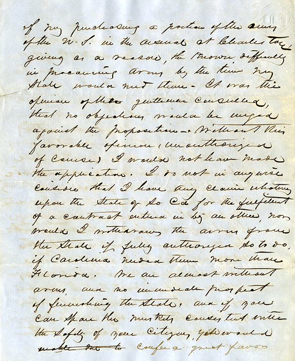 M. S. Perry to F. W. Pickens, January 12, 1861
