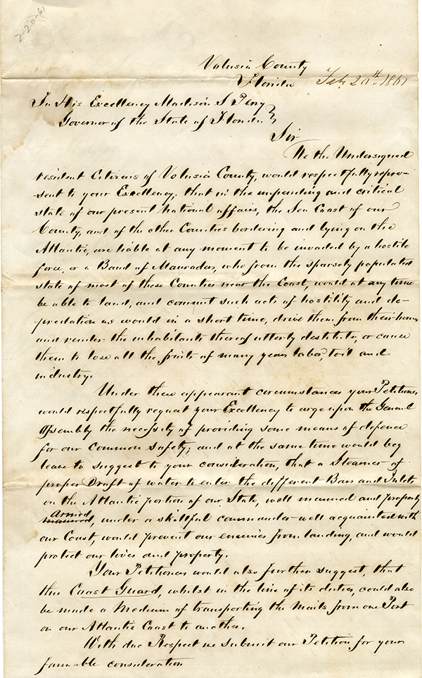 Petitioners to Madison S. Perry, February 20, 1861 
