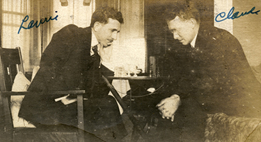 Long-time friends and brothers-in-law, Laurence Bubbett and Claude Rahn enjoying a game of chess