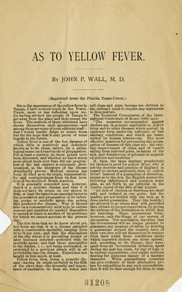 As to Yellow Fever