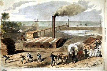 Destruction of a rebel salt factory on the Florida coast (1862)