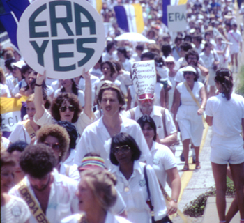 ERA demonstrators marching on Apalachee Parkway in Tallahassee