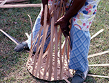 Lucreaty Clark making a white oak basket