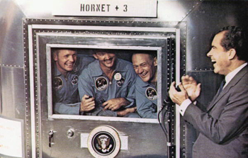 Astronauts greeted by President Nixon upon their return (1969)