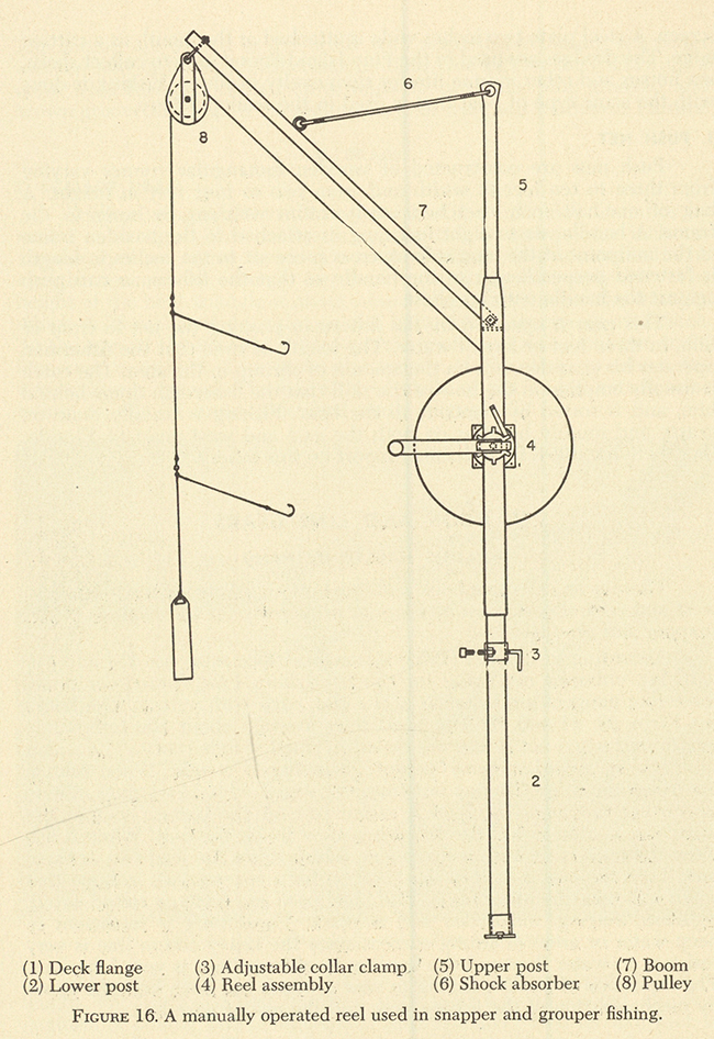 FIGURE 16. A manually operated reel used in snapper and grouper fishing.