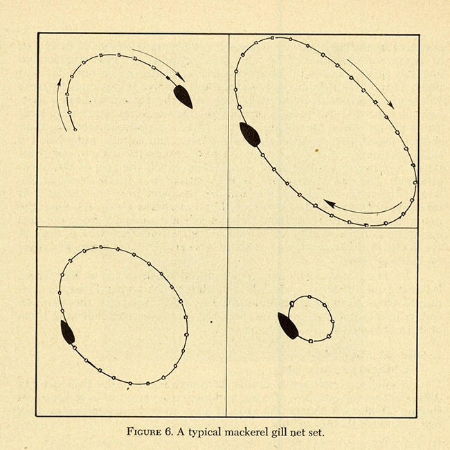 FIGURE 6. A typical mackerel gill net set.