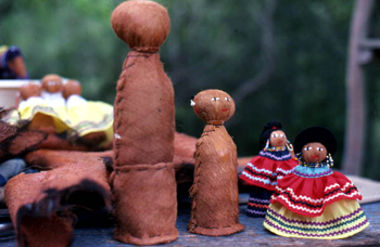 Seminole dolls before and after clothes, hair and jewelry: Big Cypress Seminole Indian Reservation, Florida 