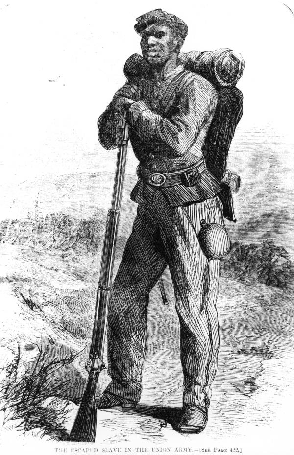 Drawing of a black Union infantryman 