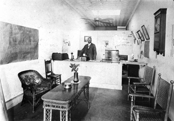 Frank Butler in his College Park Realty Office in Lincolnville (1920s).