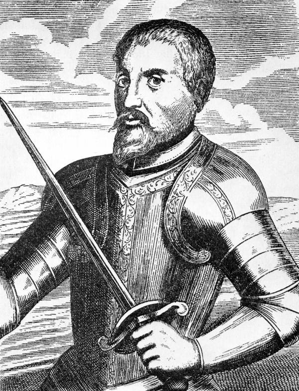 Illustration of Hernando de Soto from Justin Winsor, ed., Narrative and Critical History of America, vol. 2 (Boston: Houghton Mifflin and Co., 1886).