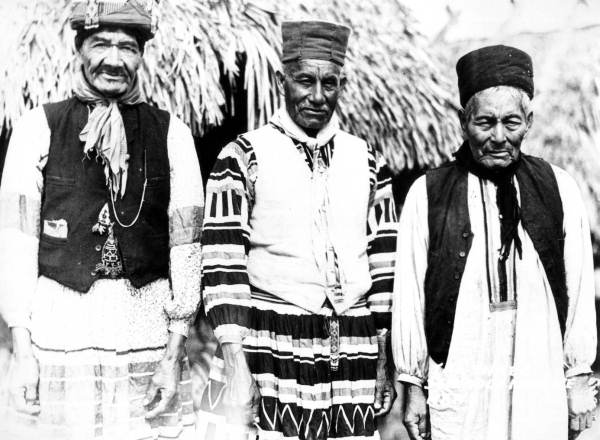 Three Seminole medicine men: Musa Isle, Miami, Florida, ca. late 1910s