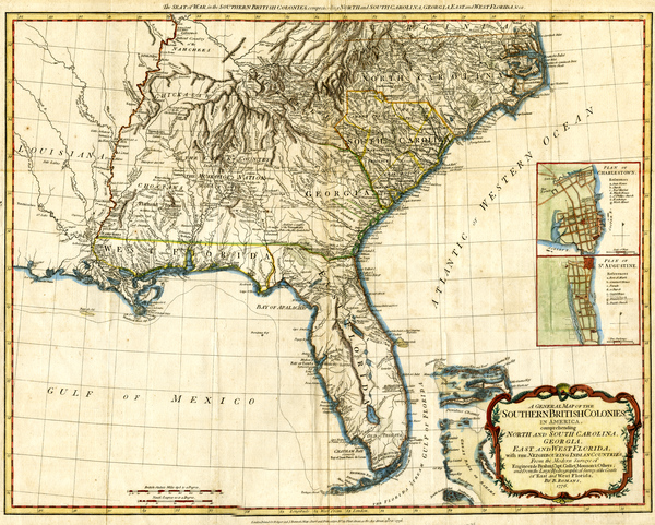 A General Map of the Southern British Colonies (1776). Note the separation of East and West Florida.