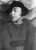 Postcard with portrait of author Zora Neale Hurston.