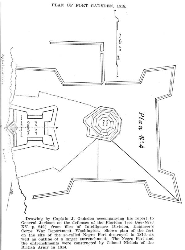 Drawing of Fort Gadsden, built on the site of the Negro Fort (ca. 1818)