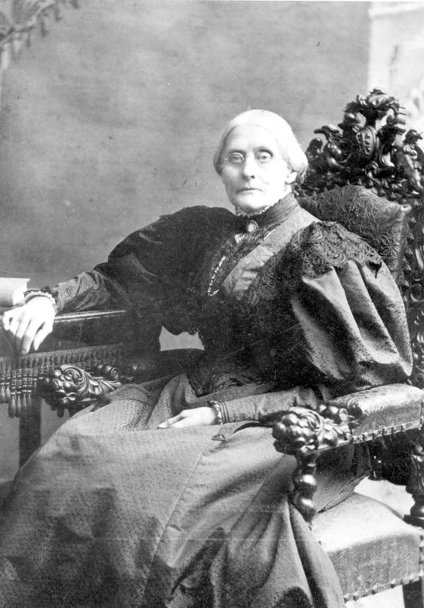 Susan B. Anthony, co-founder of the National Woman Suffrage association, at Rochester, New York (1897).