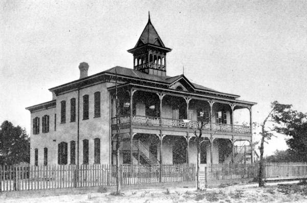 The rebuilt Stanton Institute, 1897. A fire destroyed the original wooden building in 1882.