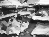 Cramped sleeping quarters of a venereal disease hospital ship - Jacksonville, Florida