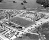 Aerial view of Dedication football game at Doak Campbell Stadium - Tallahassee, Florida.