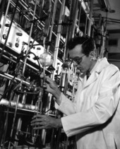 A research chemist working at the U.S. Naval Stores Experimental Station - Olustee, Florida.