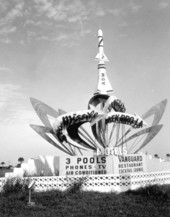 Motel signs representing space programsCocoa Beach, Florida.