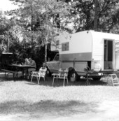 Unidentified people camping at Torreya State Park - Rock Bluff, Florida