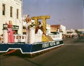 Forest Festival Queen float in the Florida Forest Festival parade on Jefferson St. in Perry.