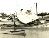 Yachts destroyed by Hurricane Betsy at the Key West Yacht Club.