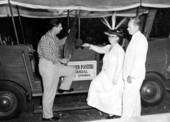 Archie Lee, Thelma Boltin, and Alton Morris at the 1956 Florida Folk Festival- White Springs, Florida