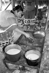 Seminole woman grilling turtle at the 1987 Florida Folk Festival - White Springs, Florida