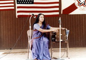 Jaya Radhakrishnan performing Indian folk music at the 1982 Florida Folk Festival - White Springs, Florida