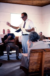 Man leading Sacred Harp singing at the Bethlehem Primitive Baptist Church - Old Chicora, Florida