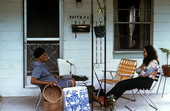 Basket maker Ella Mae Huffman being interviewed by folklorist Peggy Bulger - Gainesville, Florida.