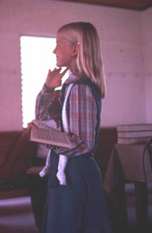 Girl singing from the Sacred Harp book at the Bethlehem Primitive Baptist Church - Old Chicora, Florida