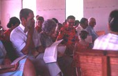 Congregation singing from the Sacred Harp book at the Bethlehem Primitive Baptist Church - Old Chicora, Florida