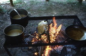 Seminole Indian food being prepared at the 1987 Florida Folk Festival - White Springs, Florida