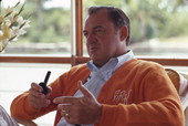 Portrait of Governor Claude Kirk during his informal press conference aboard a yacht - Miami, Florida