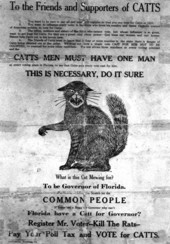 Political poster for Sidney J. Catts as Governor