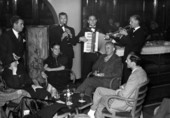 View showing guests and musicians aboard the S.S. Florida of P. & O. Line traveling between Miami and Havana.