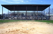 Close-up view of bleachers at a baseball field in Port St. Joe.