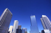 Close-up view of skyscrapers in downtown Tampa.