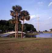 View looking toward the Quadricentennial cross in Saint Augustine, Florida.