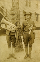 Postcard showing Koreshans Edward and Julius Koester at Camp Jackson in Columbia, South Carolina.