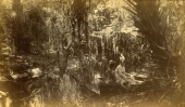 Florence Dakin with visitor Eloise Bennett on the Saint Johns River near the Racimo Plantation.