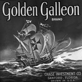 Golden Galleon Brand citrus label - Sanford, Florida