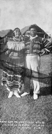 Chief and Princess Willie Willie in Seminole Indian village - Hialeah, Florida